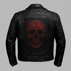 Signature Obsidian Skull Bikerjacke aus Leder – Handbesetzter Motorrad-Stil