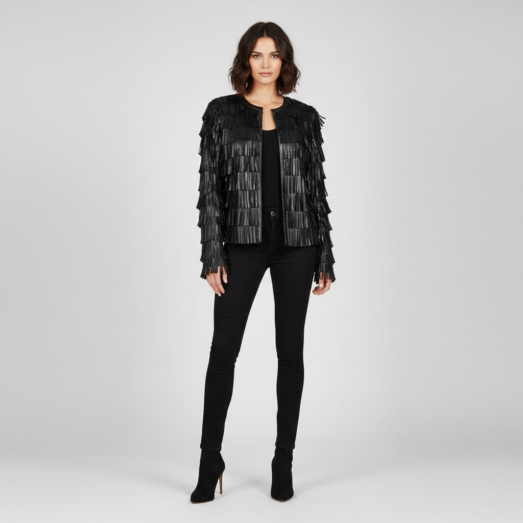 Women's Full Fringe Leather Jacket