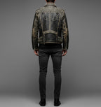 Men’s Black Spiked & Studded Leather Biker Jacket – Genuine Moto Style