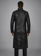 Men’s Deux Black Leather Duster Coat – Classic Long Western Overcoat