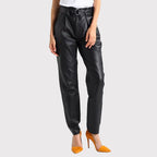Elegante schwarze Hose aus echtem Leder