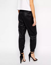 Load image into Gallery viewer, Women’s Black Lambskin Leather Jogger Pants
