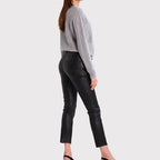 Damen-Skinny-Lederjeans in Schwarz