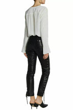 Damen-Designerhose aus schwarzem Lammleder