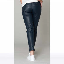 Load image into Gallery viewer, Navy Lambskin Leather Joggers for Women
