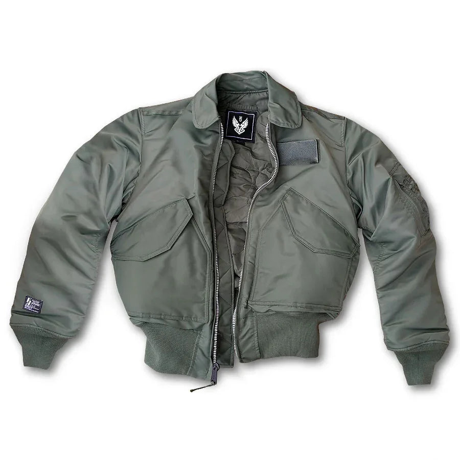 Sage green A-2 flight jacket in real leather