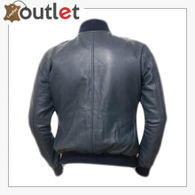 Load image into Gallery viewer, Men Blue Bomber Leather Jacket
