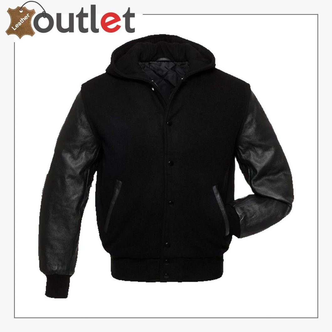 Black Hoodie Varsity Jacket
