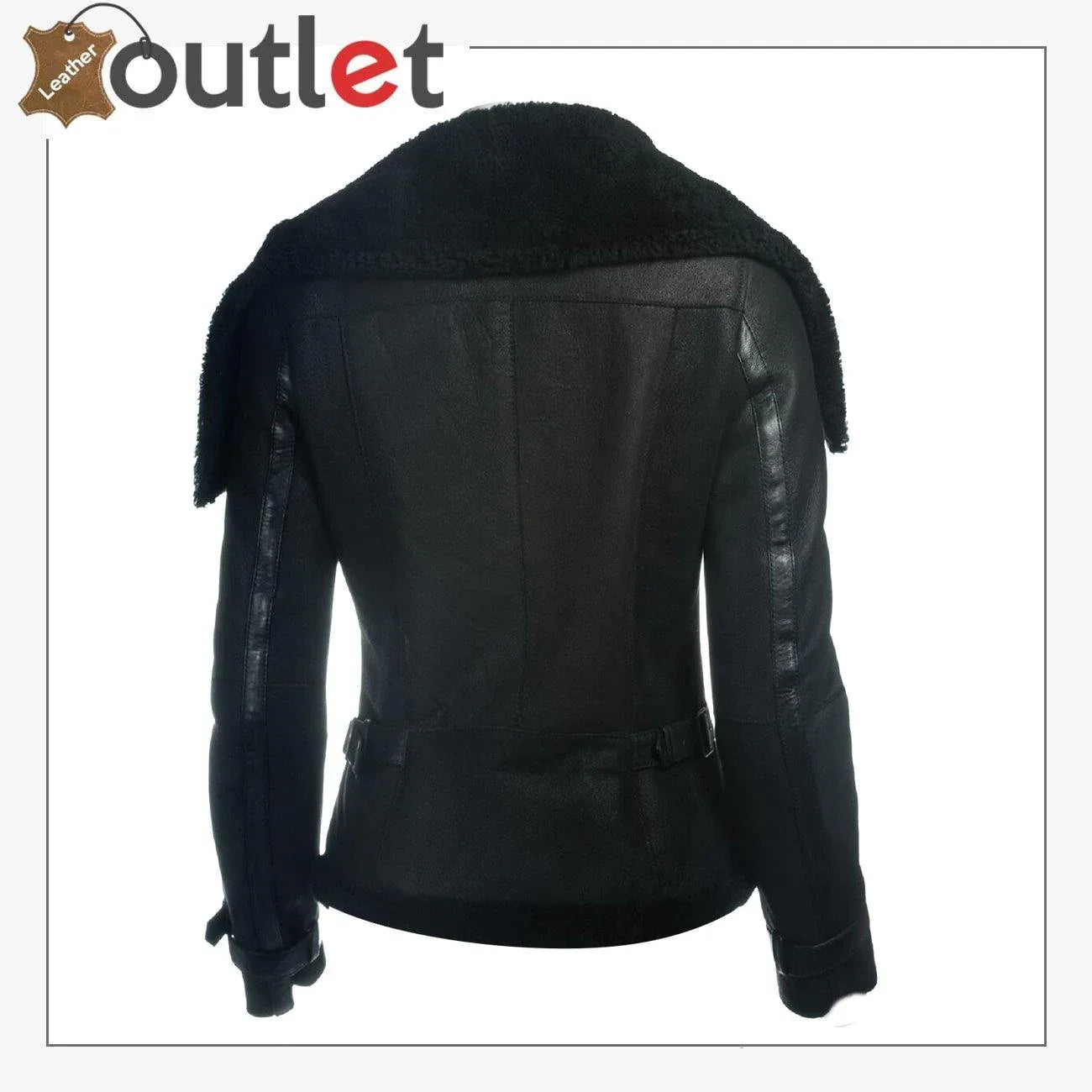 Women Sheepskin Oversized Collar Jacket