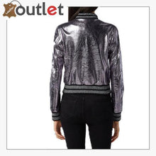 Load image into Gallery viewer, Pink Metallic Bomber Studded Biker Jacket - Leather Outlet
