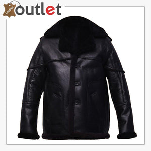 Men Pure Black Sheepskin Leather Jacket