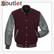 Load image into Gallery viewer, Maroon And Grey Varsity Jacket
