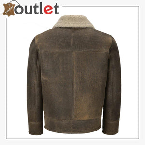 Men Old Fashion Brown Shearling Jacket