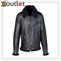 Men Shearling Black Biker Jacket