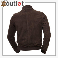 Load image into Gallery viewer, Men Brown Suede Bomber Jacket

