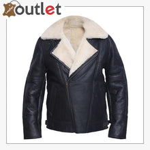 Load image into Gallery viewer, Men White Shearling Leather Jacket
