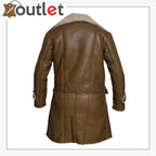 Men Brown Shearling Leather Trench