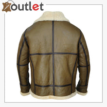 Load image into Gallery viewer, Army Greenish Brown Shearling Leather Jacket

