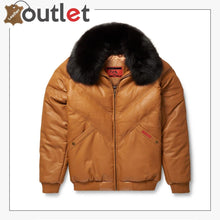 Load image into Gallery viewer, 2020 New Styles Brown Color V-Bomber Leather Jacket For Men
