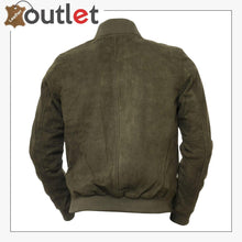 Load image into Gallery viewer, Men Olive Suede Bomber Jacket
