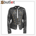 Handmade Black Military Style Leather Jacket