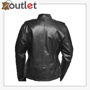 Handmade Black Military Style Leather Jacket