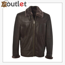 Load image into Gallery viewer, Men Black Shearling Leather Jacket
