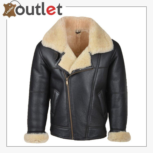 Men Black B3 Shearling Leather Jacket