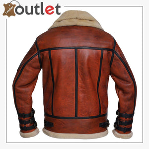 Women Distressed Brown Shearling Leather Jacket