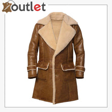 Load image into Gallery viewer, Men Brown Shearling Leather Coat
