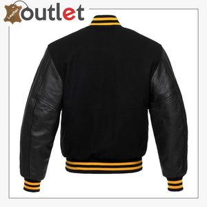 Jet Black Wool Varsity Jacket