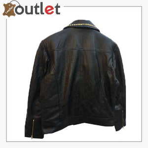 Handmade Mens Black fashion Studded Punk Style Leather Jacket