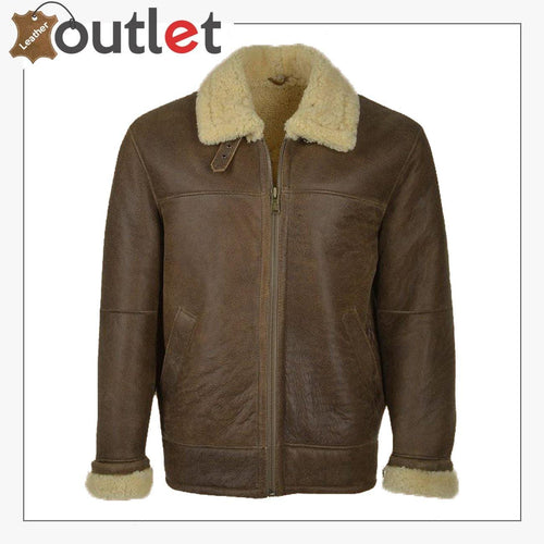 Men Brown Aviator Shearling Leather