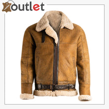 Load image into Gallery viewer, Men Brown B3 Shearling Leather Jacket
