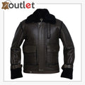 Men Black Bomber Shearling Jacket