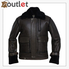 Load image into Gallery viewer, Men Black Bomber Shearling Jacket
