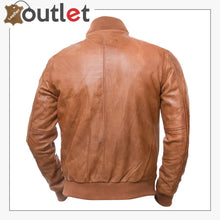Load image into Gallery viewer, Men Brown Bomber Leather Jacket
