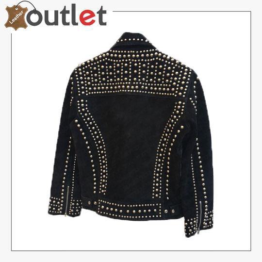 Handmade Women's Black Fashion Studded Punk Style Leather Jacket