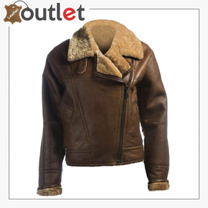Women Brown Shearling Leather Jacket