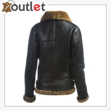 Load image into Gallery viewer, Color: Black Material: Pure Leather Inner Soft Shearling Shearling Lapel Collar With Detachable Hoodie Fur Cuffs Zip Fastening Outside Pockets
