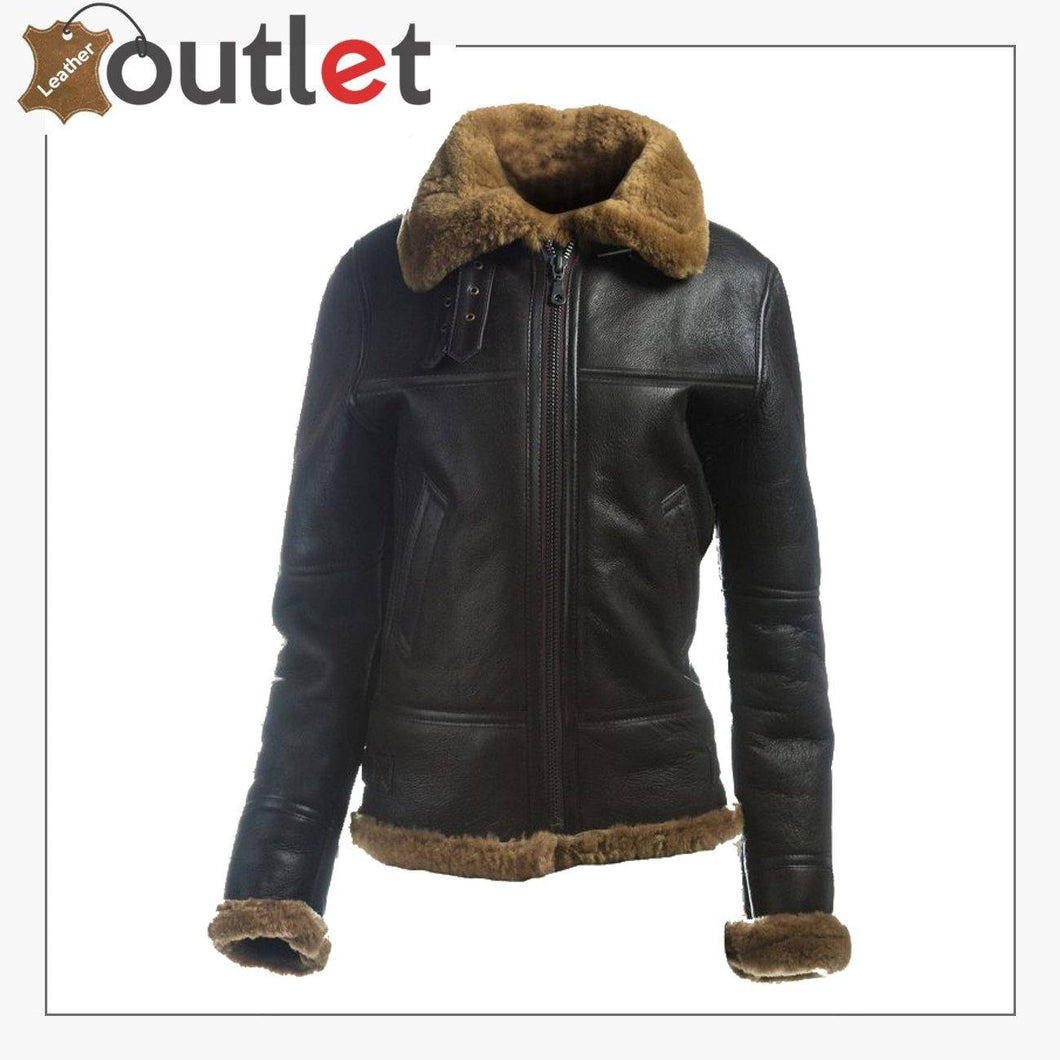 Women B3 Bomber Shearling Leather Jacket - Leather Outlet