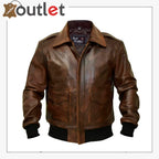 Cowhide Leather Bomber Aviator Flight Jacket Leather Outlet