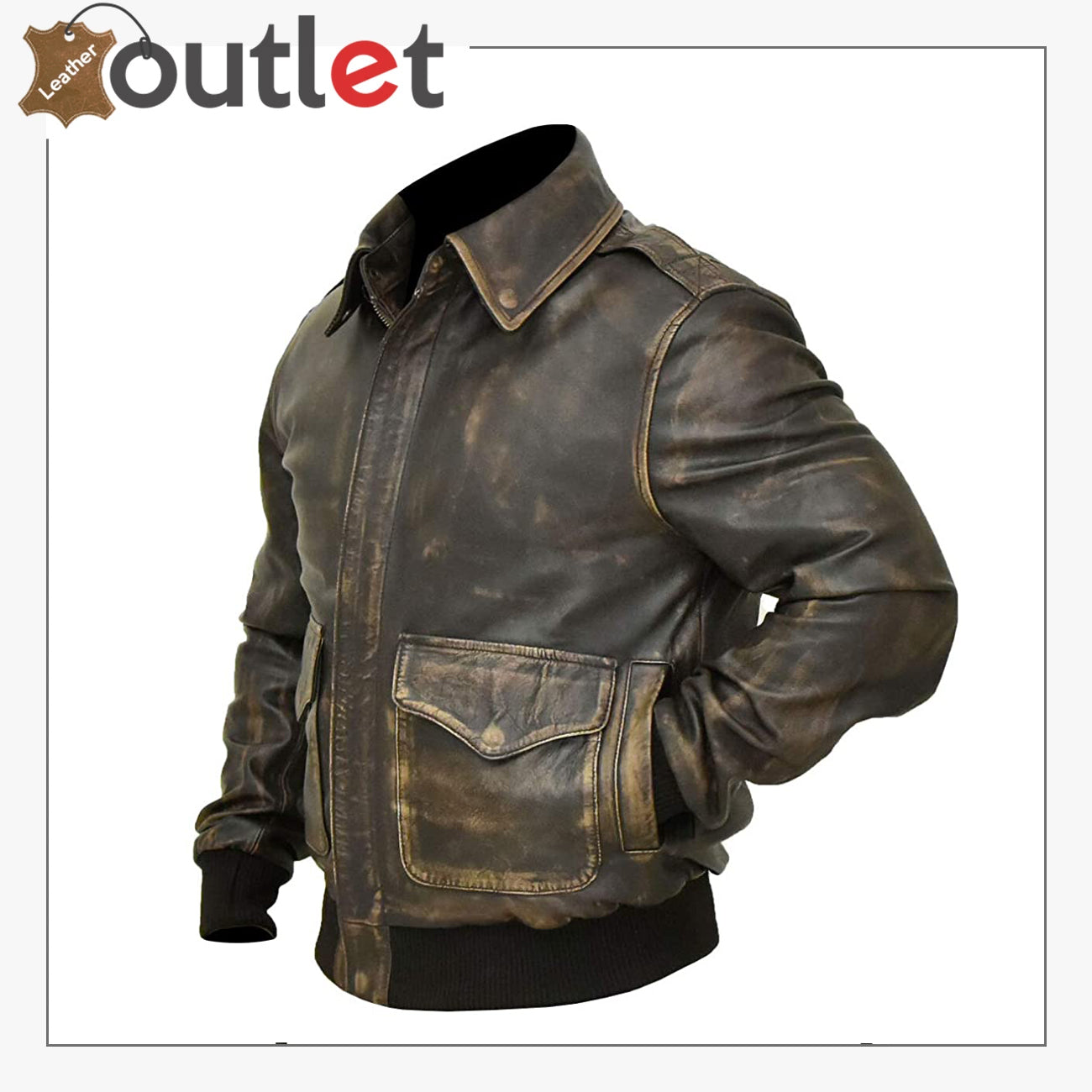 A2 Aviator Distressed Cowhide Leather Bomber Aviator Flight Jacket Leather Outlet