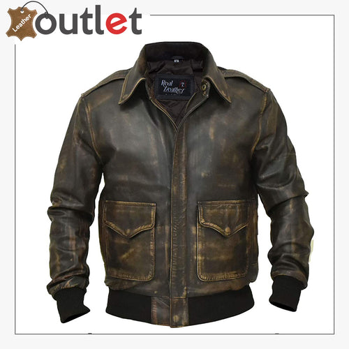 A2 Aviator Distressed Cowhide Leather Bomber Aviator Flight Jacket Leather Outlet