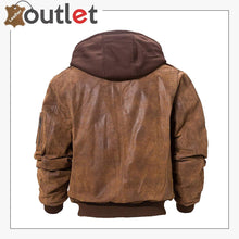 Load image into Gallery viewer, Air Force Aviator Hooded Leather Bomber Jacket
