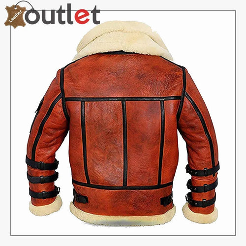 Aviator Sheepskin RAF Mens B3 Bomber Leather Jacket - Leather Outlet
