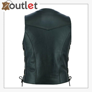 Basic MotorBiker Leather Vest For Men