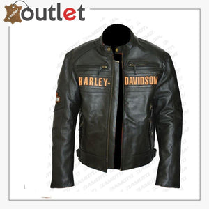 Bill Goldberg Black Harley Davidson Motorcycle Leather Jacket - Leather Outlet