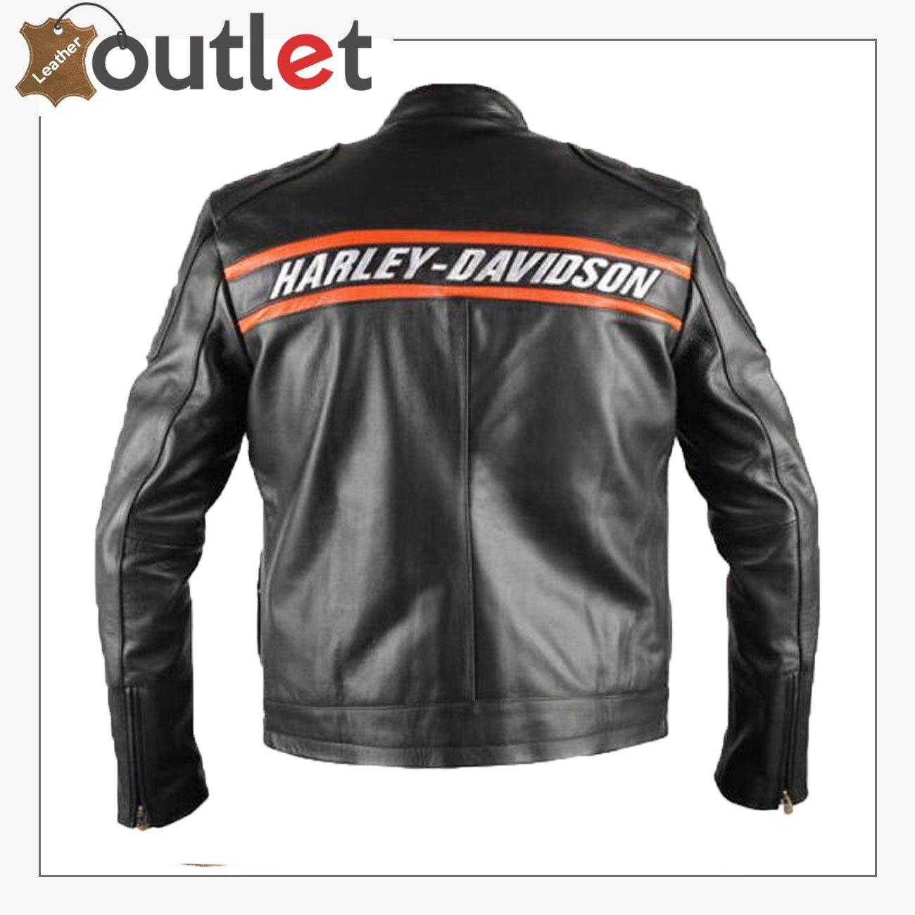Bill Goldberg Classic Men's Harley Davidson Black Leather Motorcycle Jacket  (XXXL) at  Men's Clothing store