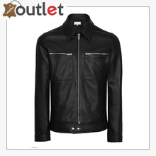 Load image into Gallery viewer, Black Biker Bomber Style Leather Jacket
